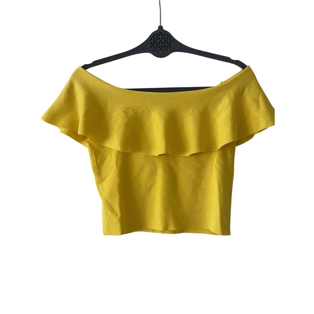 Zara Knit Yellow Off the Shoulder Top Large